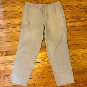 Sandro Paris Cropped Linen Elastic Waist Mens Pants